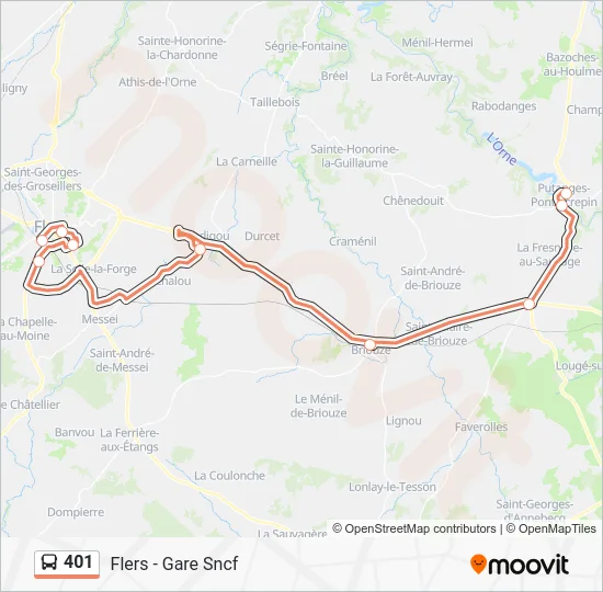 Plan de la ligne 401 de bus