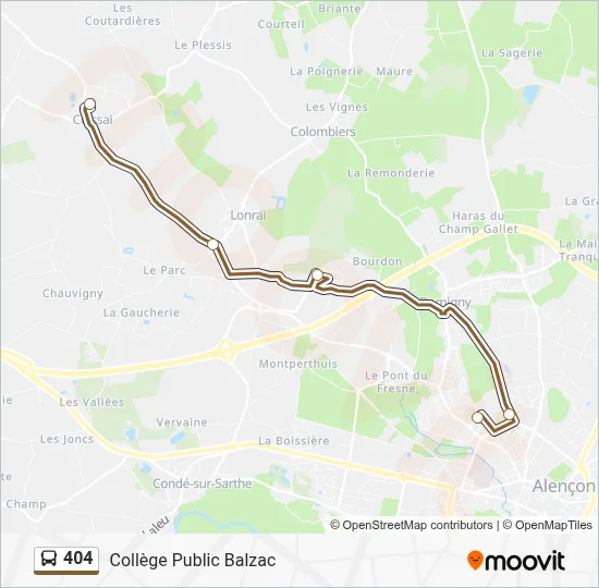 Plan de la ligne 404 de bus