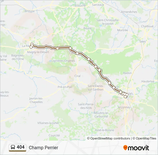 Plan de la ligne 404 de bus