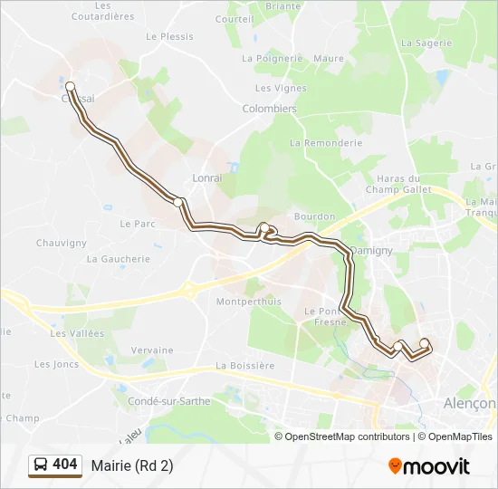 Plan de la ligne 404 de bus