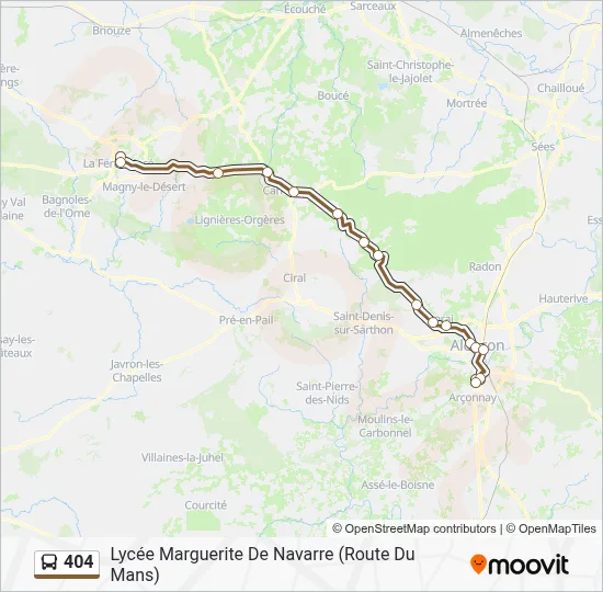 Plan de la ligne 404 de bus