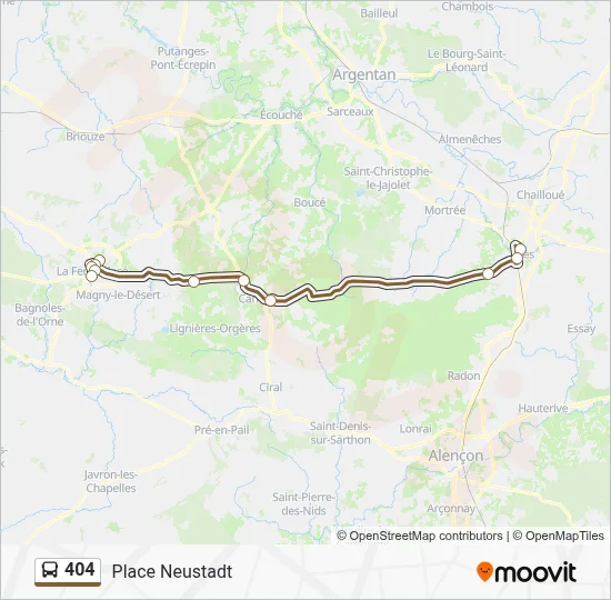 Plan de la ligne 404 de bus
