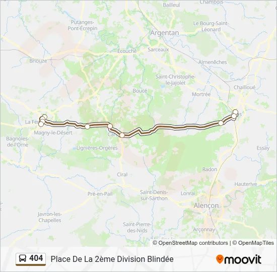 Plan de la ligne 404 de bus