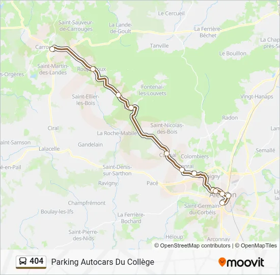 Plan de la ligne 404 de bus