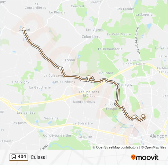 Plan de la ligne 404 de bus