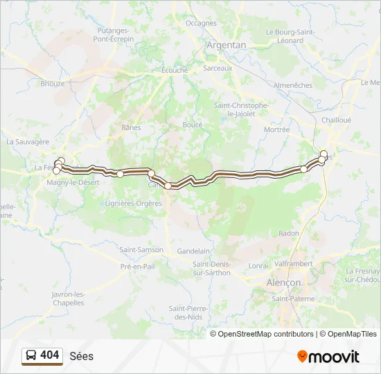 Plan de la ligne 404 de bus