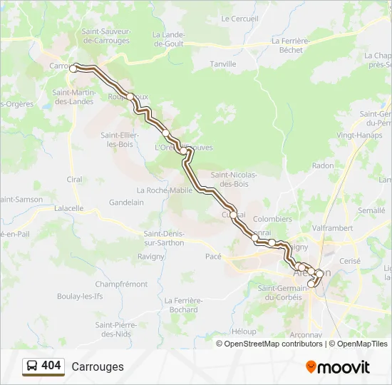 Plan de la ligne 404 de bus
