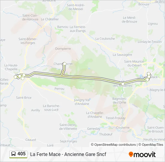 Plan de la ligne 405 de bus