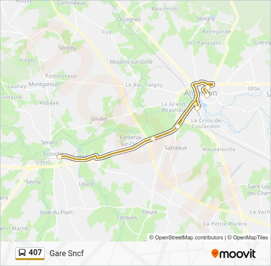 Plan de la ligne 407 de bus