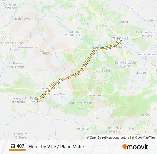 Plan de la ligne 407 de bus