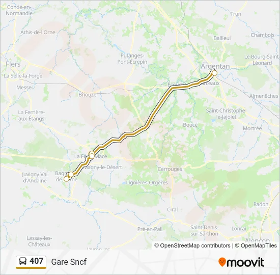 Plan de la ligne 407 de bus