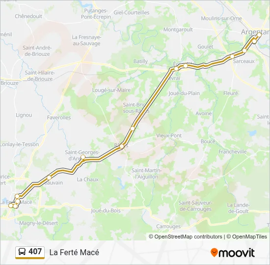 Plan de la ligne 407 de bus