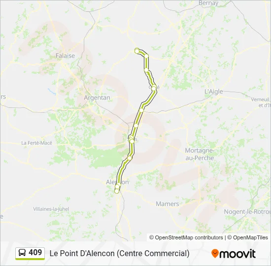 Plan de la ligne 409 de bus