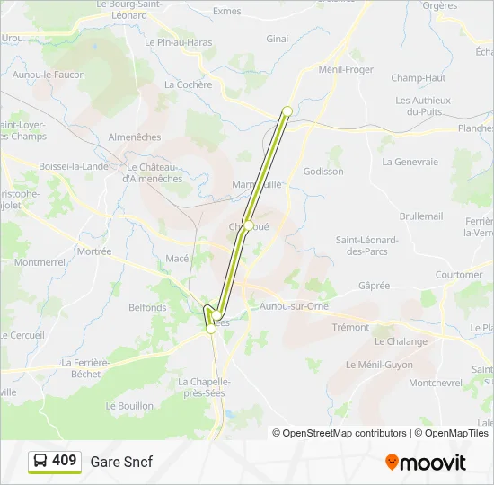 Plan de la ligne 409 de bus