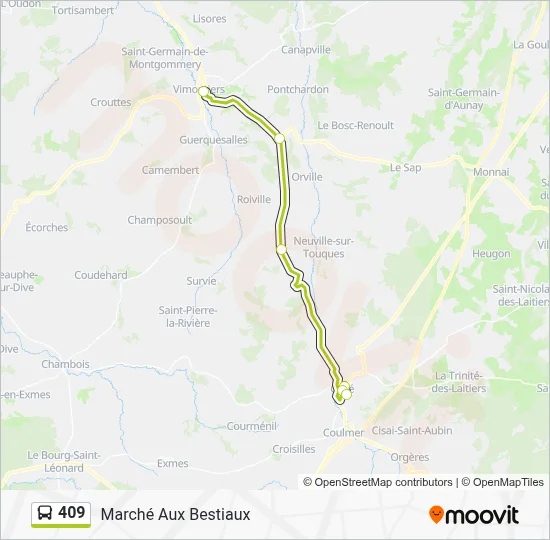 Plan de la ligne 409 de bus
