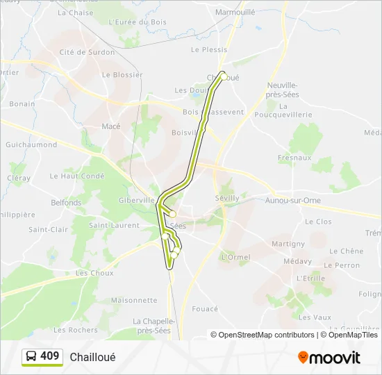 Plan de la ligne 409 de bus