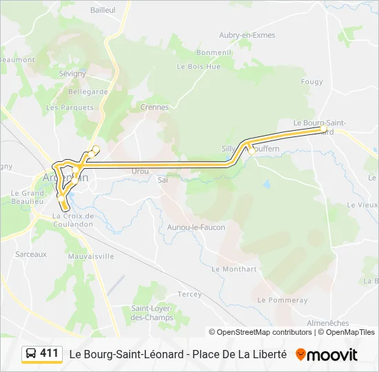 Mapa de 411 de autobús