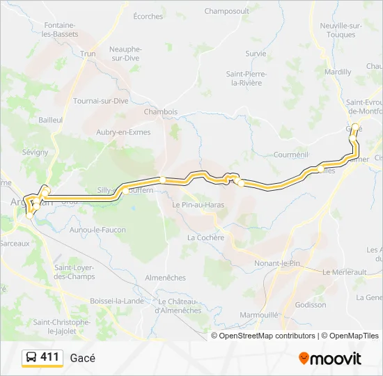 411 Bus Line Map