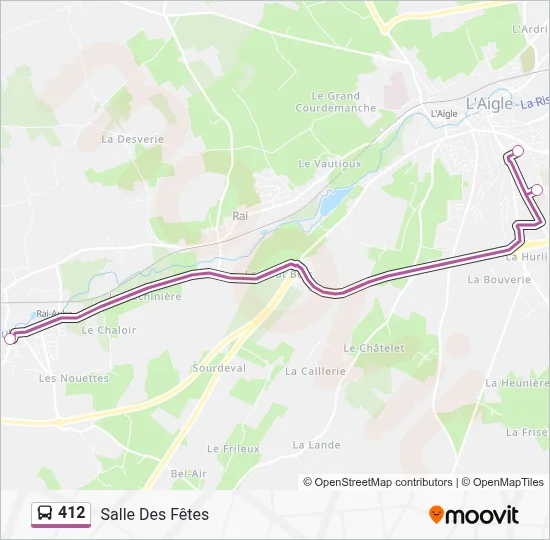 Plan de la ligne 412 de bus