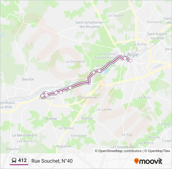 Mapa de 412 de autobús