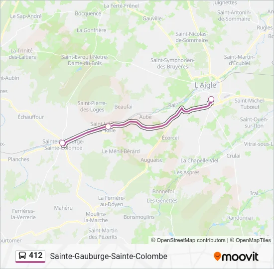 Plan de la ligne 412 de bus