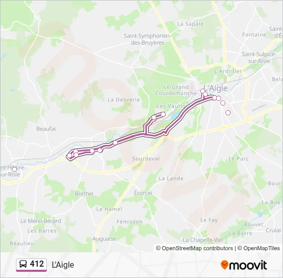Plan de la ligne 412 de bus