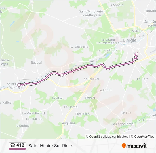 Plan de la ligne 412 de bus