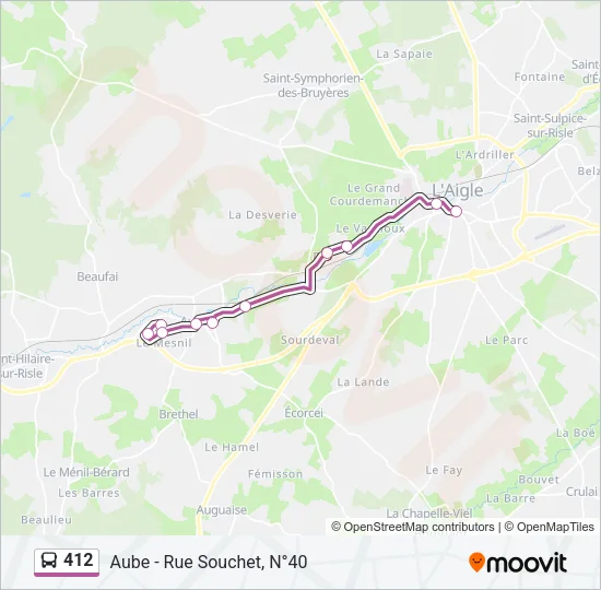 Plan de la ligne 412 de bus