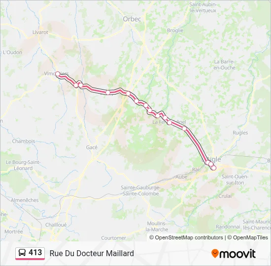 Mapa de 413 de autobús