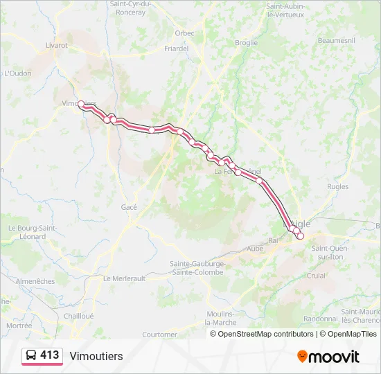 Plan de la ligne 413 de bus