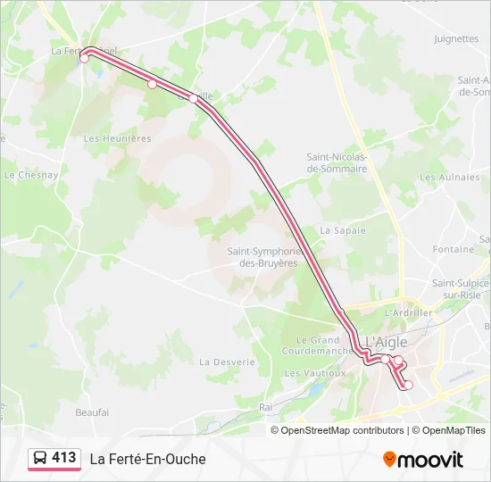 Plan de la ligne 413 de bus