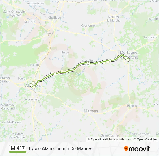 Mapa de 417 de autobús