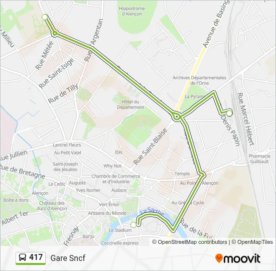 Plan de la ligne 417 de bus