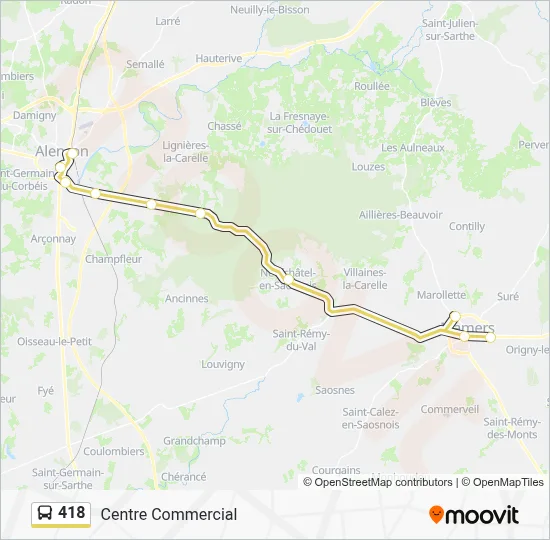 Plan de la ligne 418 de bus