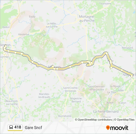 Plan de la ligne 418 de bus