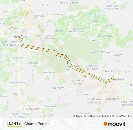 Plan de la ligne 418 de bus