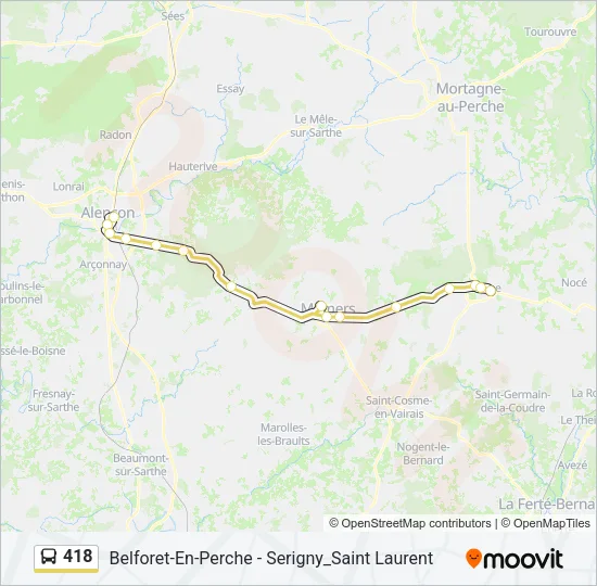 Plan de la ligne 418 de bus