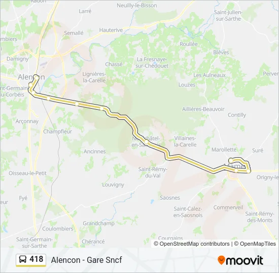Plan de la ligne 418 de bus