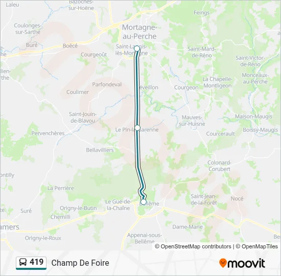 Mapa de 419 de autobús