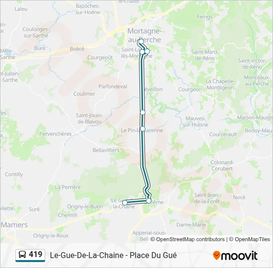 Plan de la ligne 419 de bus