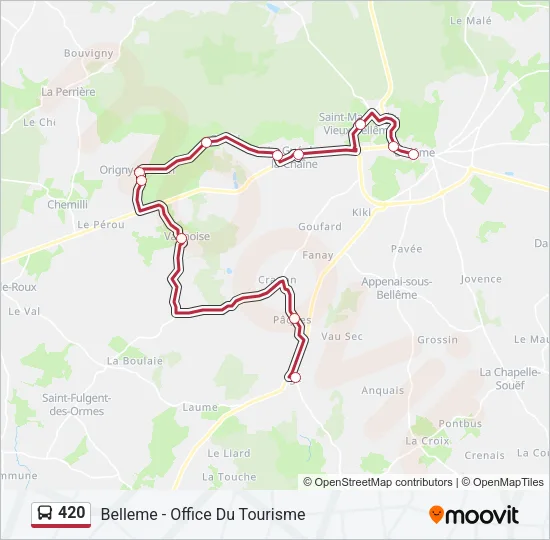Plan de la ligne 420 de bus