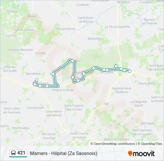 421 Bus Line Map