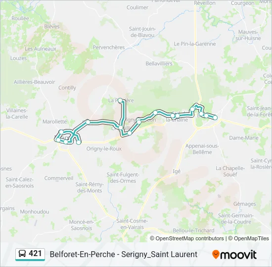 421 Bus Line Map