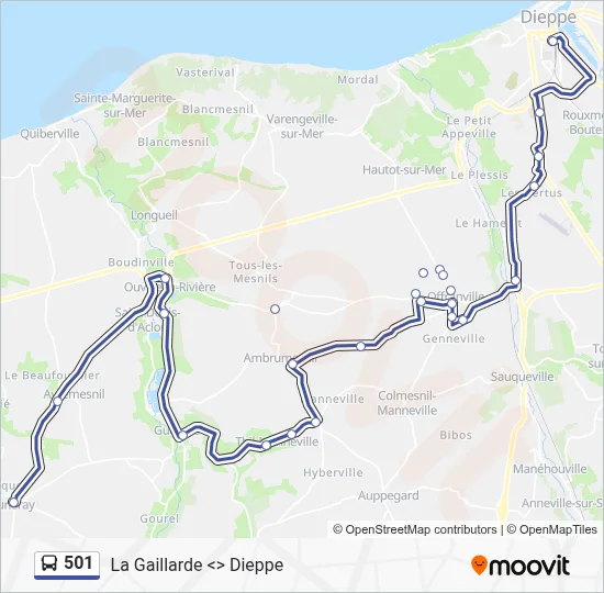 Mapa de 501 de autobús