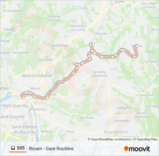 505 Bus Line Map