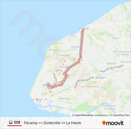 Plan de la ligne 508 de bus