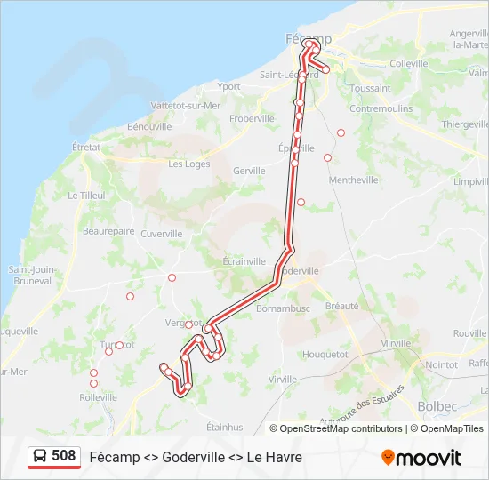 Mapa de 508 de autobús