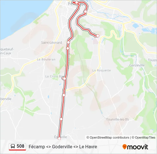 Plan de la ligne 508 de bus