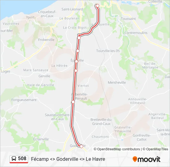 Mapa de 508 de autobús