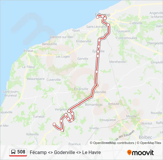 Mapa de 508 de autobús